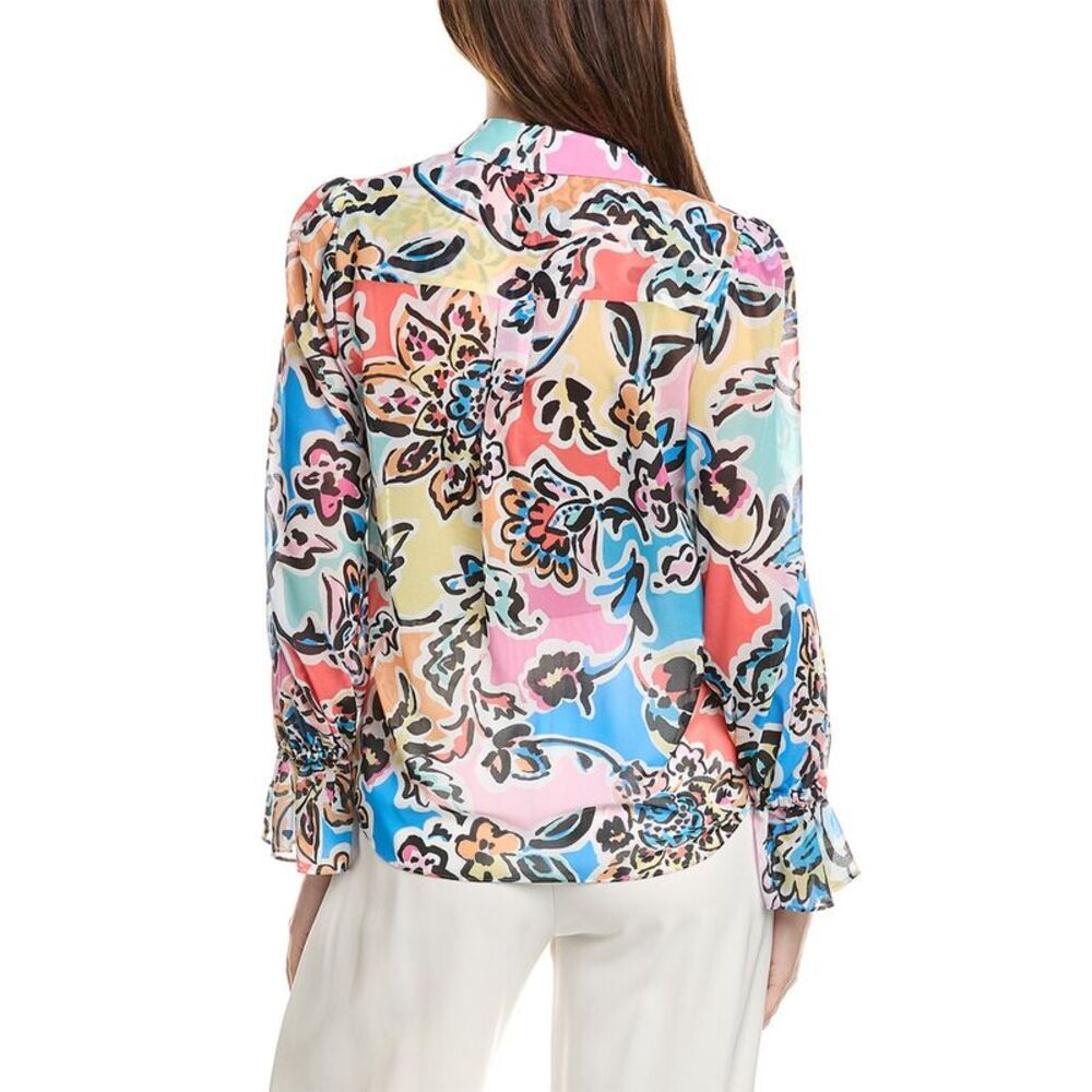 Milly Womens  Lacey Rainbow Oasis Blouse, Black - Picture 2 of 3